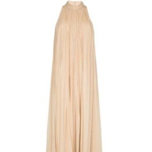 Chloe Halter-neck Pleated Maxi Gauze Dress